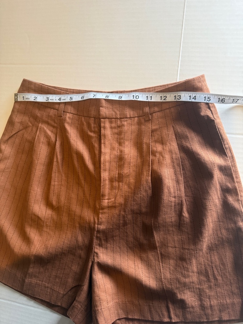 Steve Madden Rust Pinstripe High-Rise Shorts S - Picture 8 of 11